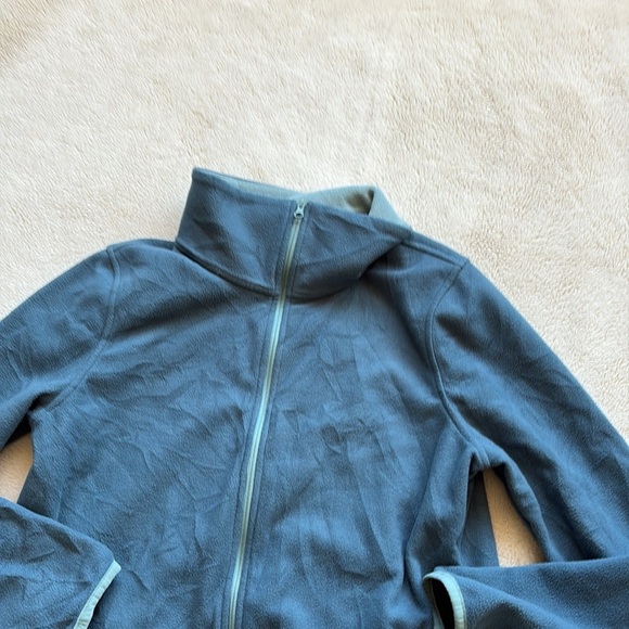 21 L.L. Bean Blue Full Zip Fleece Jacket Women’s Size Medium Petite - Picture 3 of 8